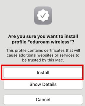 macOS prompt screen with additional install prompt